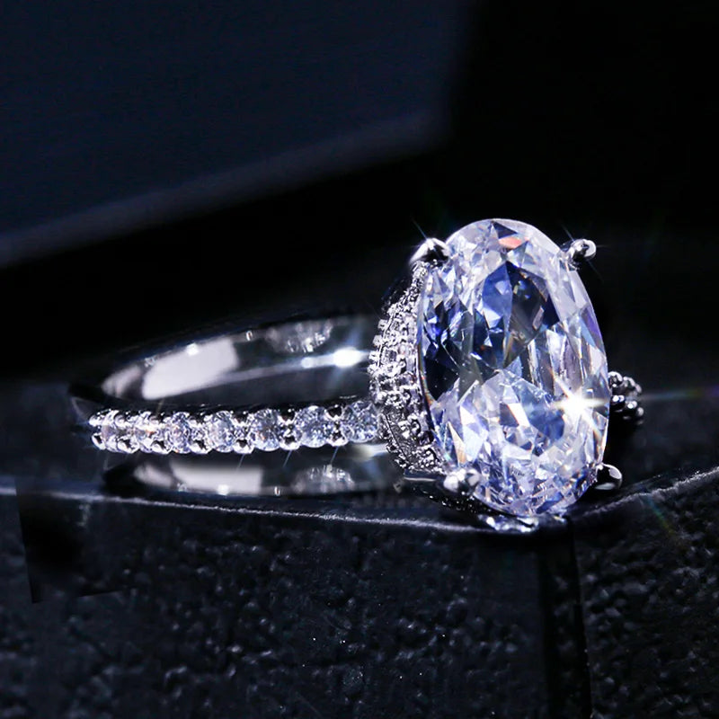 Oval Finger Ring Band Dazzling Brilliant