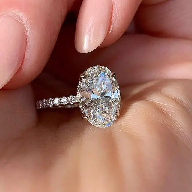 Oval Finger Ring Band Dazzling Brilliant
