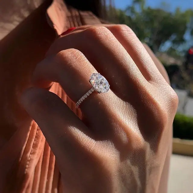 Oval Finger Ring Band Dazzling Brilliant