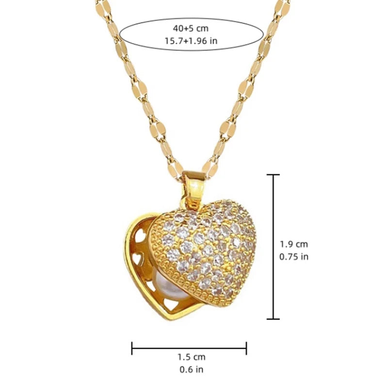 French Shell Pearl Necklace Love Heart Clavicle Chain Choker