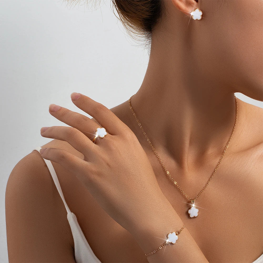 Lucky Five-petal Flower Five-leaf Clover Bracelet
