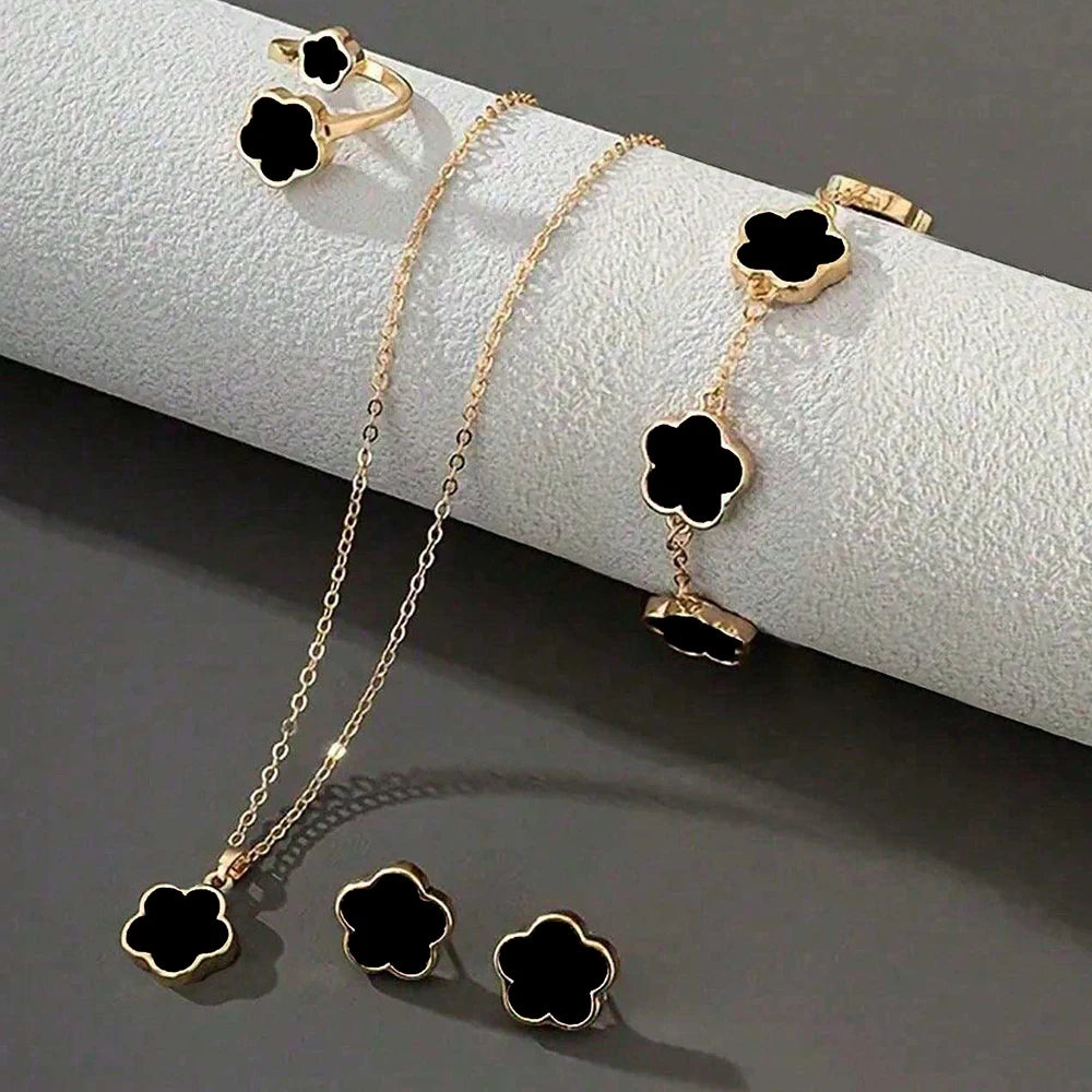 Lucky Five-petal Flower Five-leaf Clover Bracelet