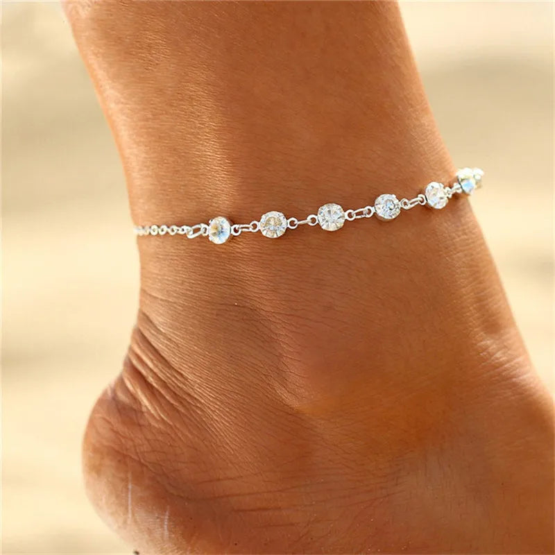 Rhinestone Chain Women's Anklets