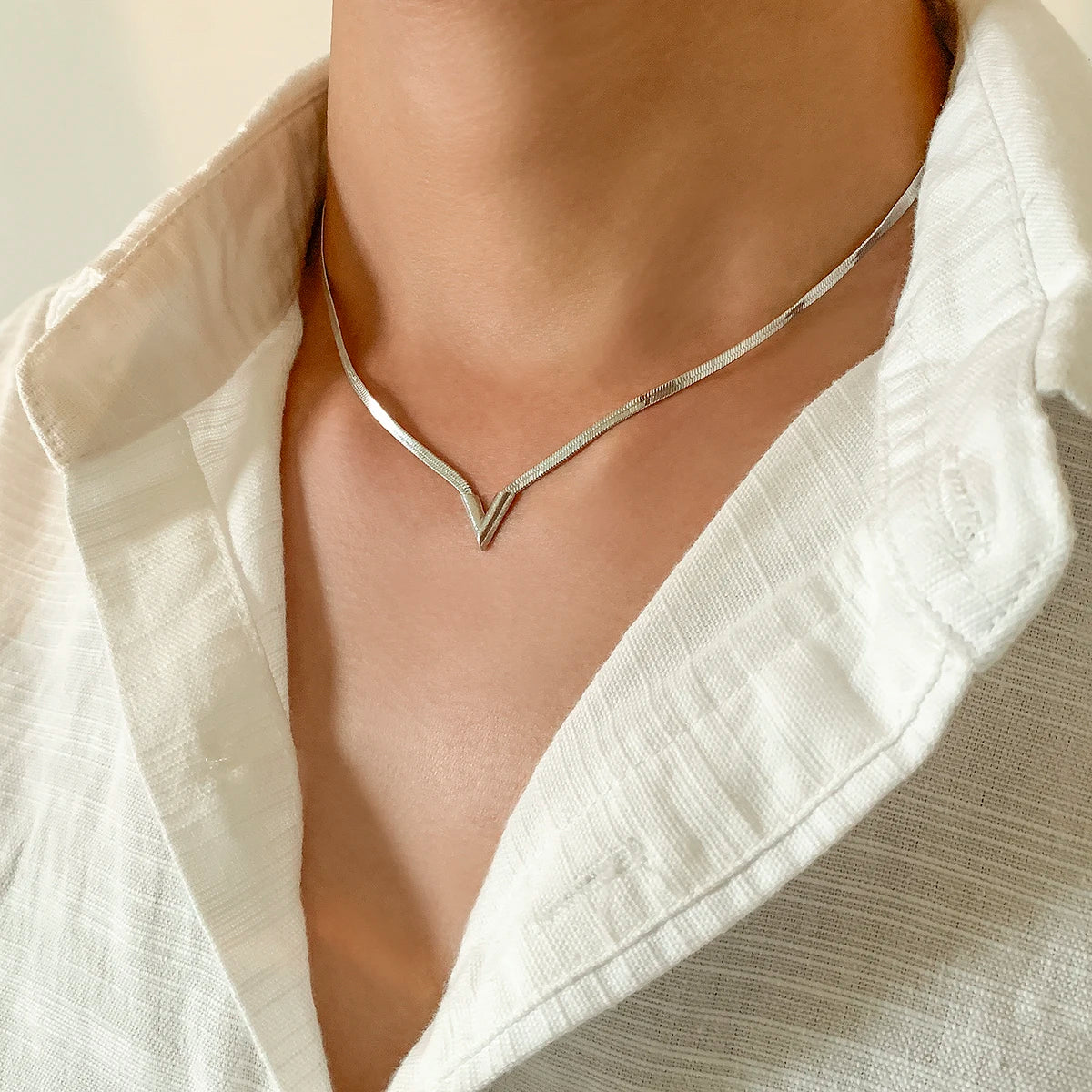 Flat Snake Clavicle Chain Necklace