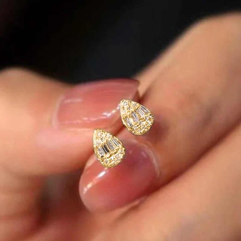 Water Drop Shaped Stud Earrings Luxury