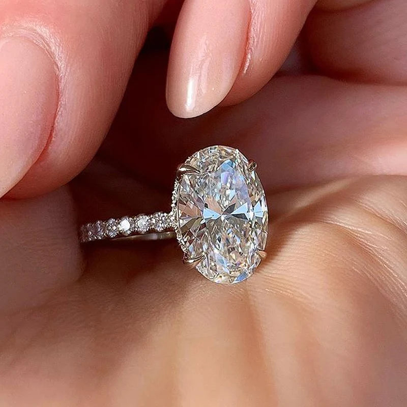 Oval Finger Ring Band Dazzling Brilliant