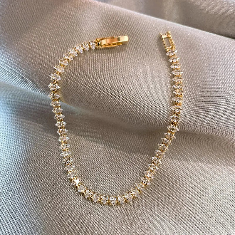 Luxury Roman Crystal Geometric Chain Bracelets