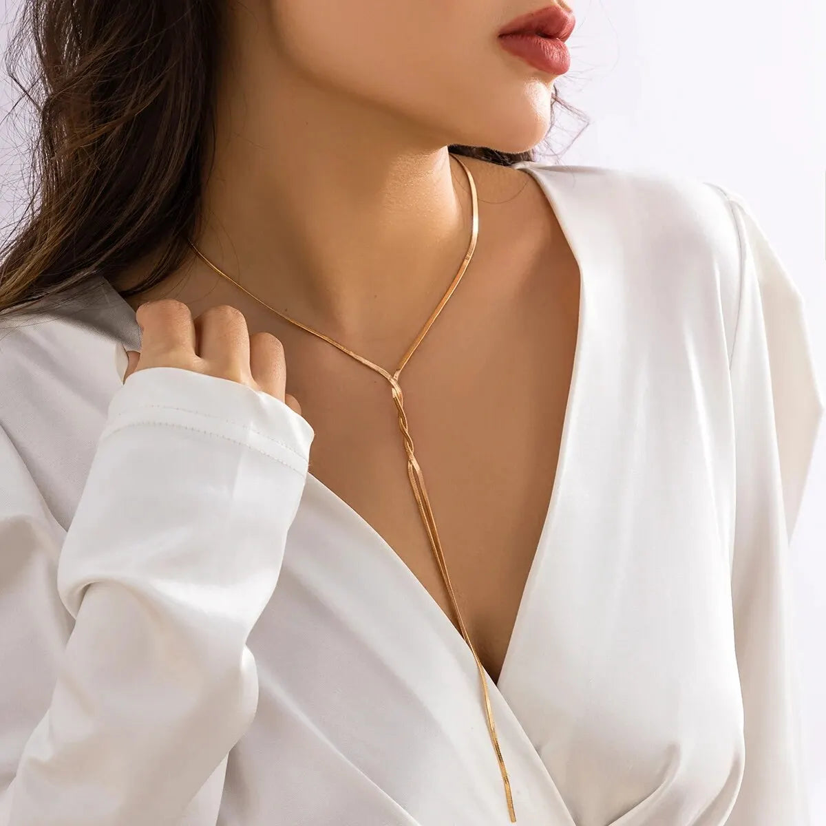 Sexy Goth Adjustable Flat Snake Long Chain Necklace