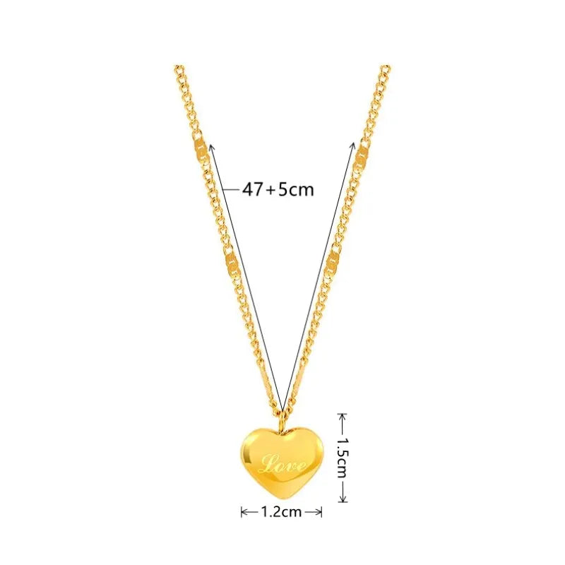 Peach Heart Engraved Love Collarbone