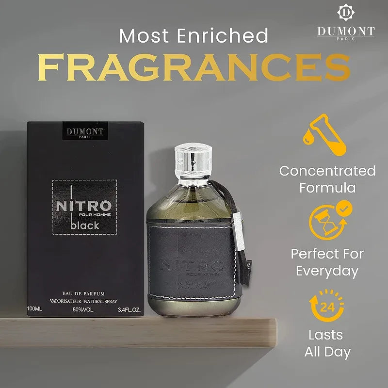 Dumont Nitro Black Eau De Parfum Mysterious Fruit Woody Scent