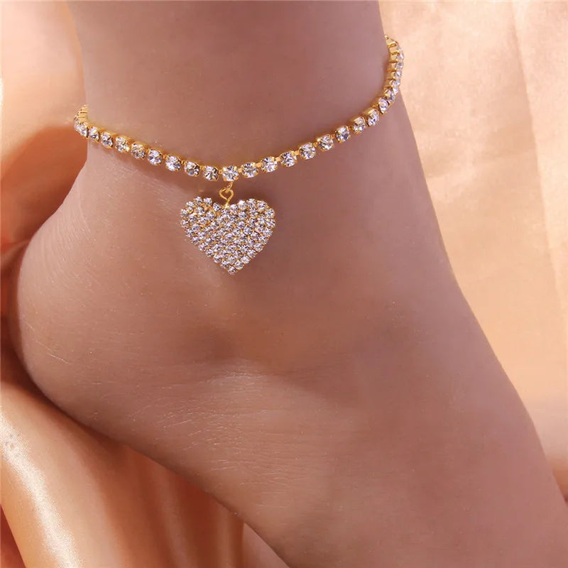 Rhinestone Chain Women's Anklets