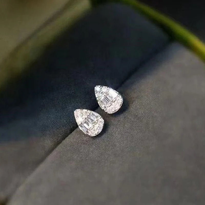 Water Drop Shaped Stud Earrings Luxury