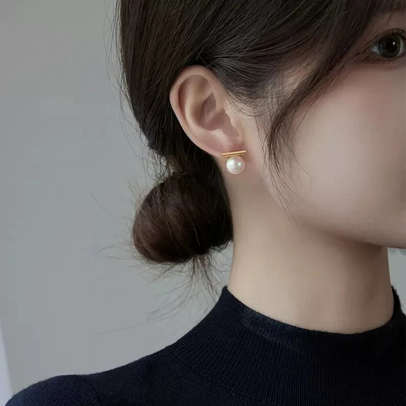 Pearl Stud Earrings Gold
