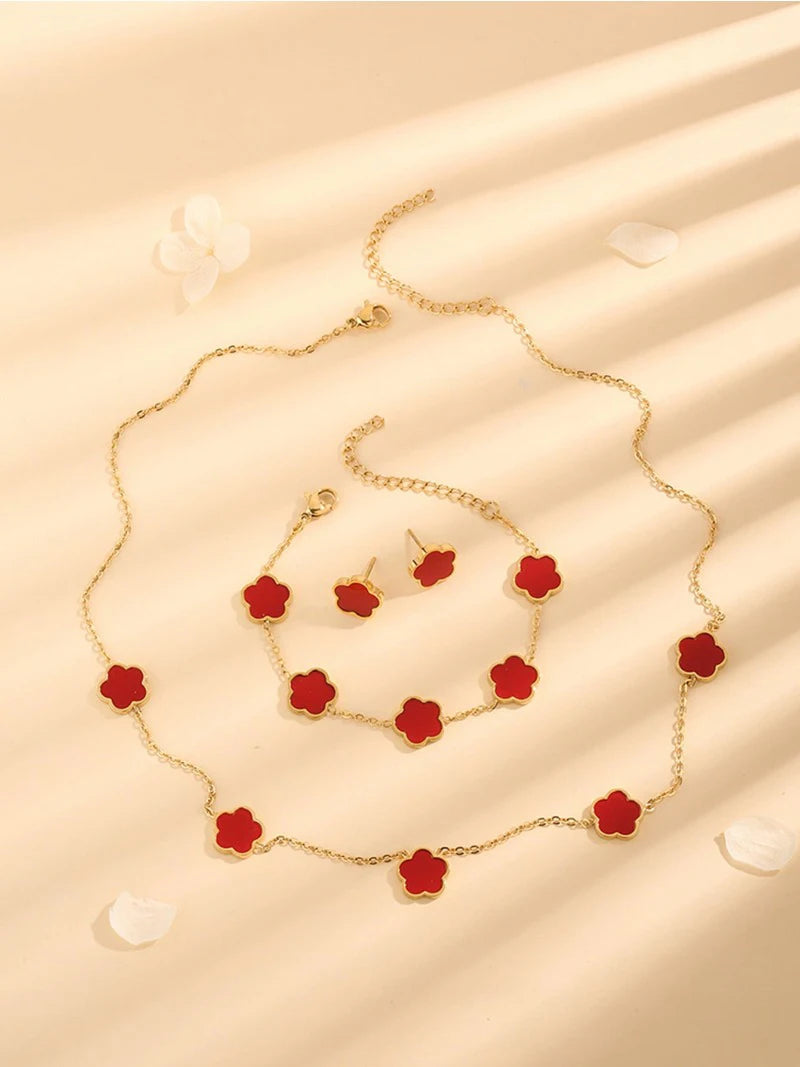 Lucky Five-petal Flower Five-leaf Clover Bracelet