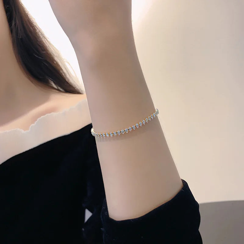 Luxury Roman Crystal Geometric Chain Bracelets
