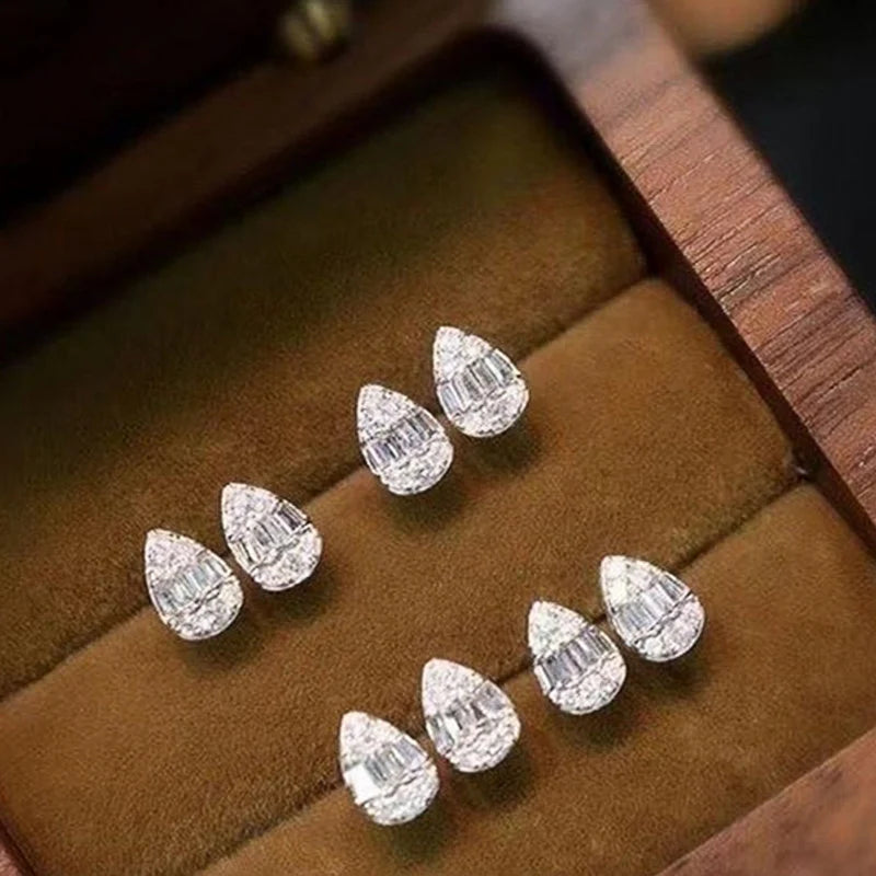 Water Drop Shaped Stud Earrings Luxury