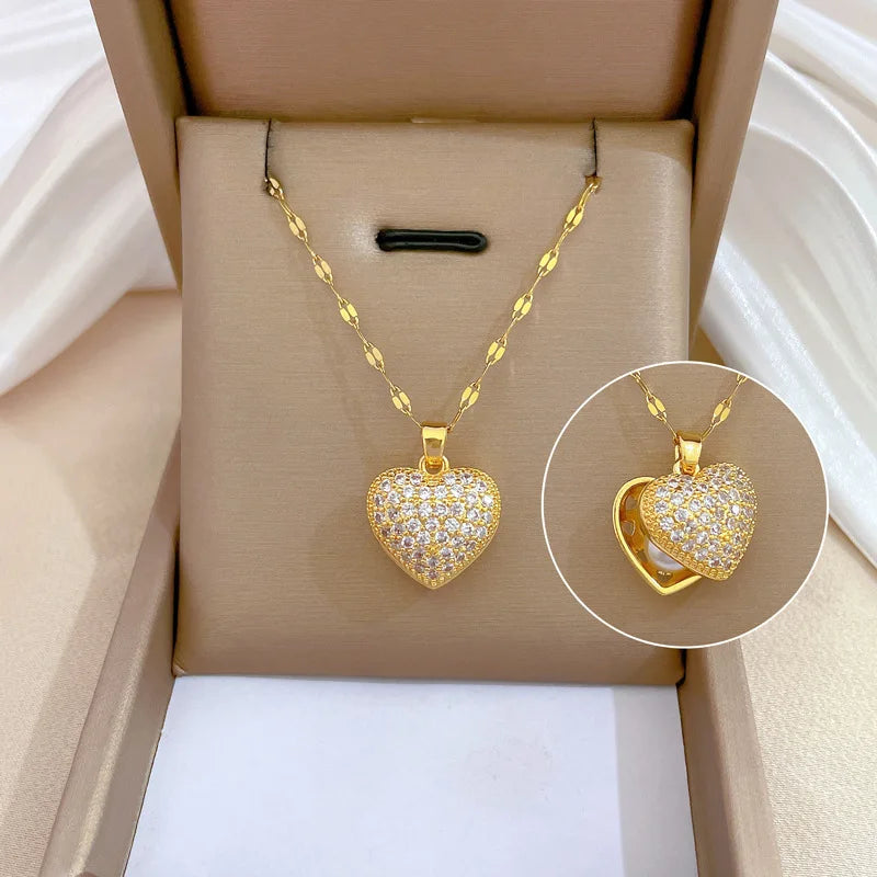 French Shell Pearl Necklace Love Heart Clavicle Chain Choker