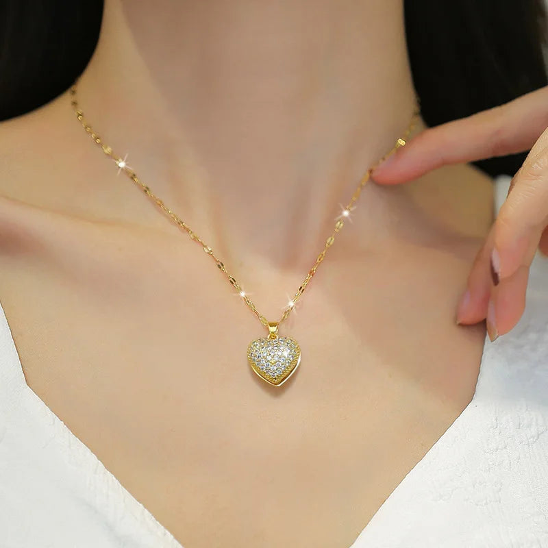 French Shell Pearl Necklace Love Heart Clavicle Chain Choker