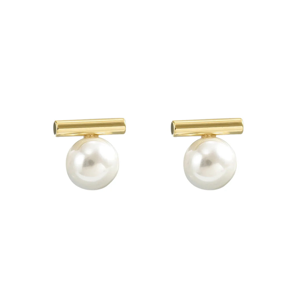 Pearl Stud Earrings Gold